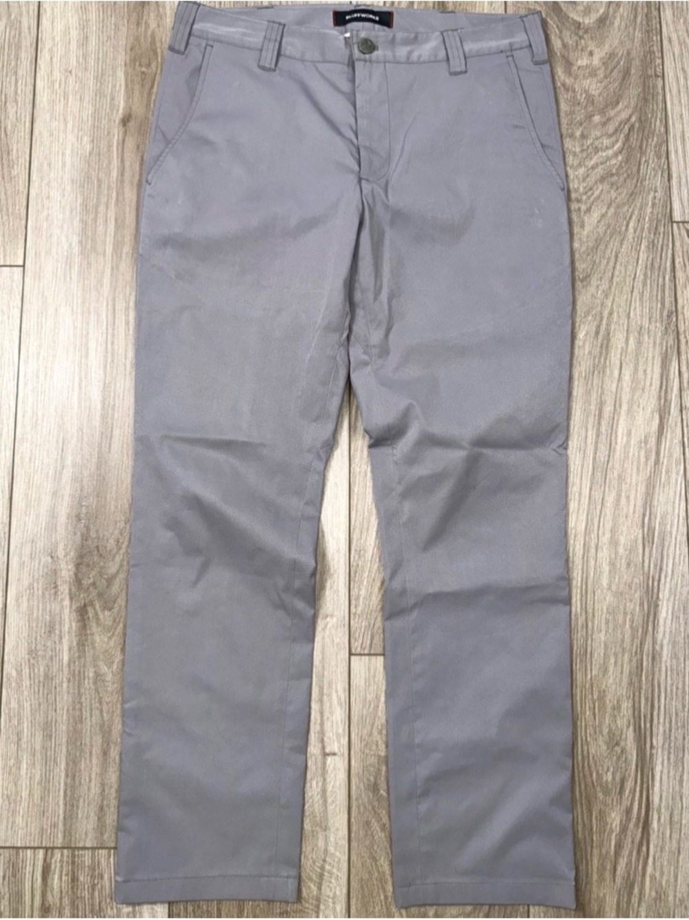 Bluffworks Chino Pants Mens 31x30 Gray Tailored Fit Travel Performance Stretch